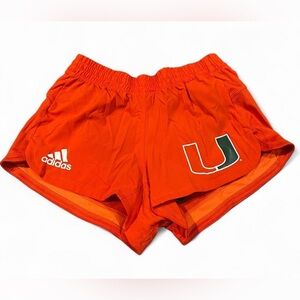 University Of Miami Hurricanes adidas Running Shorts Women's XS Lined Orange New